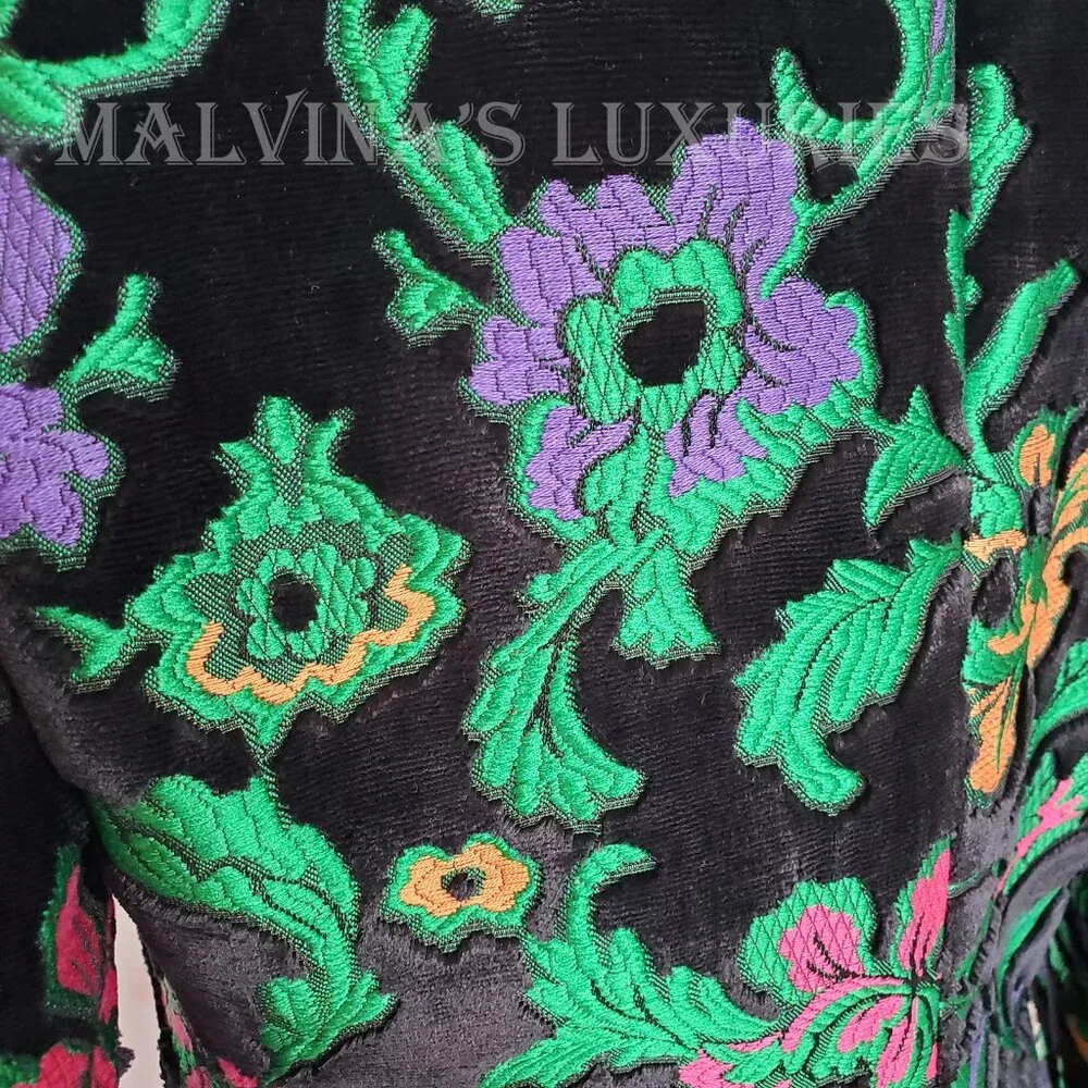 GUCCI JACKET SINGLE BREASTED VELVET JAQUARD FLORAL BLAZER sz IT 40 US 4 - Picture 6 of 14
